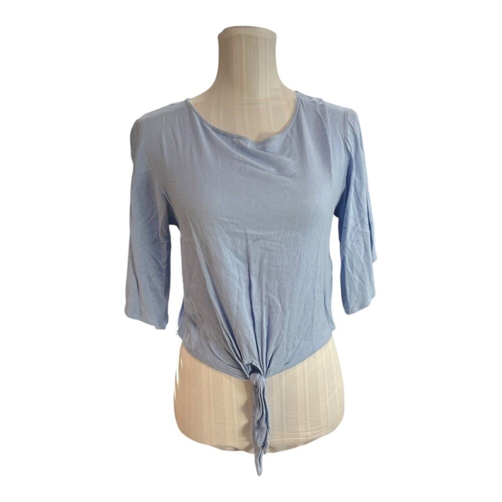 Elodie Blue Tie Front Blouse Size XS